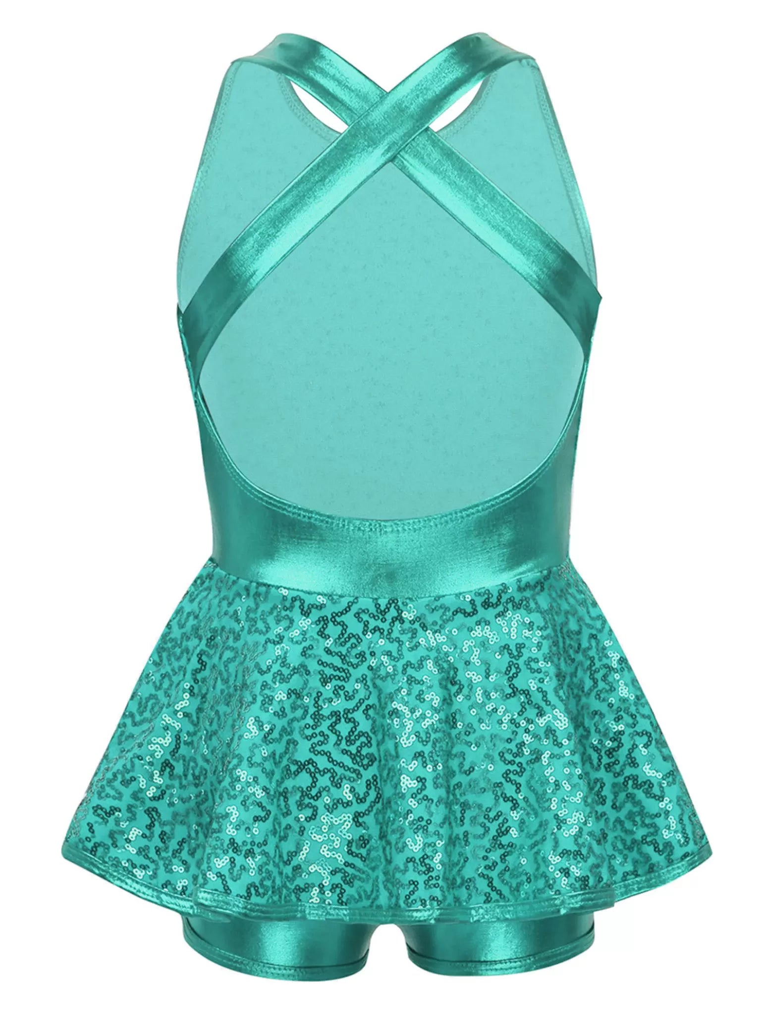 Kids Girls Sleeveless Allover Sequin Jazz Dance Leotard Dress