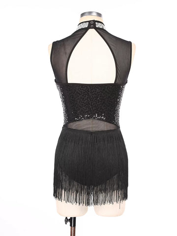 Women Sequin Tassel Latin Tango Dance Dress