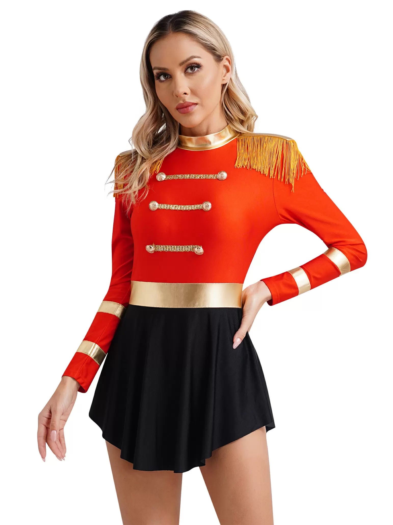 Women Long Sleeve Circus Cosplay Costume Leotard Dress