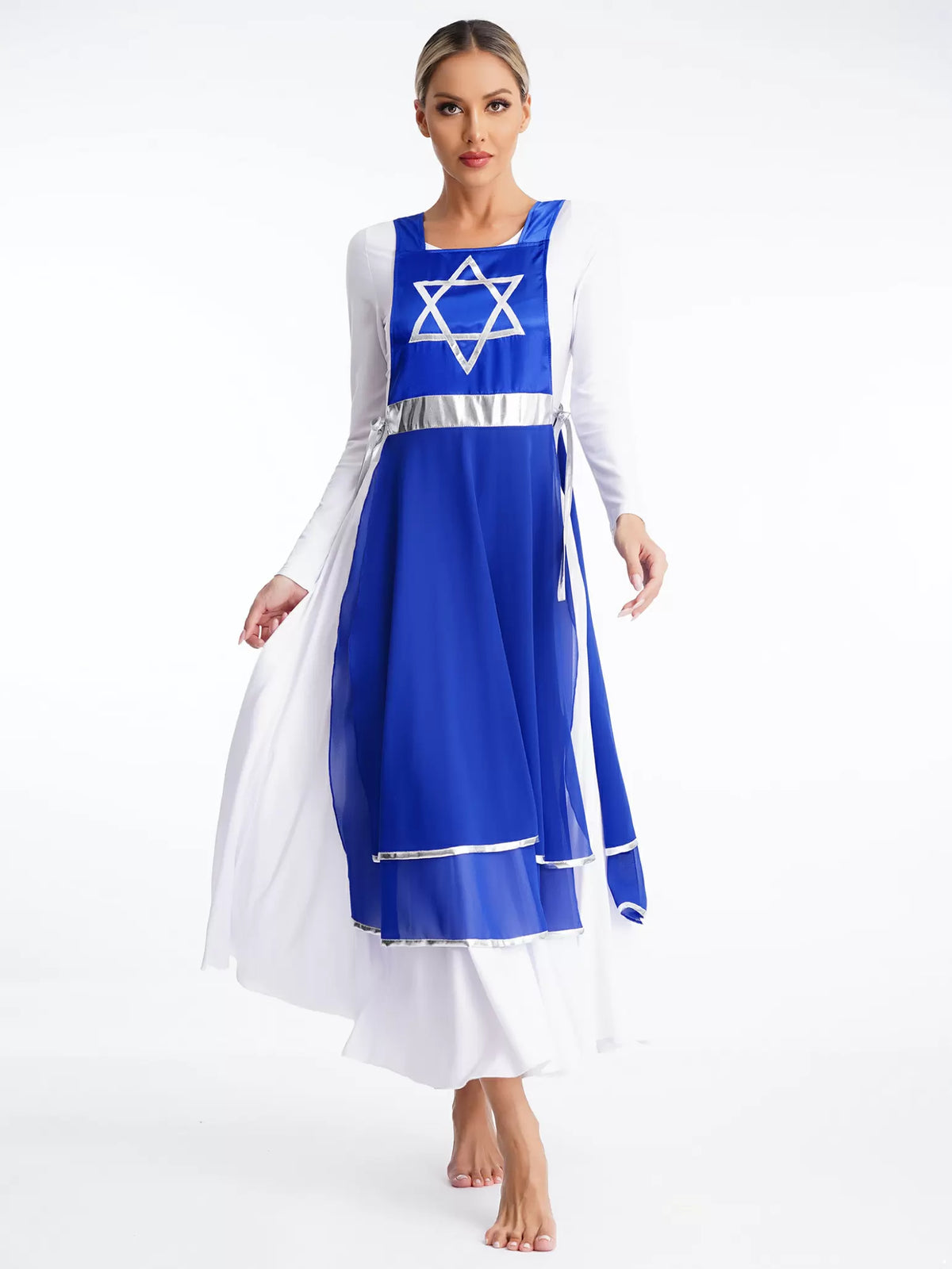 Women Sleeveless Lace-up Liturgical Praise Dance Tunic(no base dress)