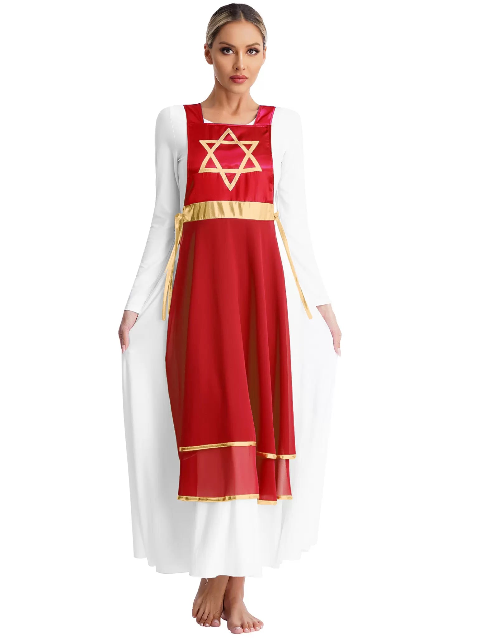 Women Sleeveless Lace-up Liturgical Praise Dance Tunic(no base dress)