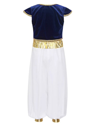 Costume de prince arabe pour enfants garçons, ensemble gilet et pantalon à manches courtes