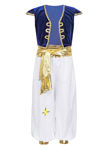 Kids Boys Arabian Prince Costume Cap Sleeves Vest and Pants Set